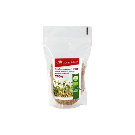 Směs semen na klíčení 1 BIO - alfalfa, ředkvička, mungo 200g - CZ-BIO-003