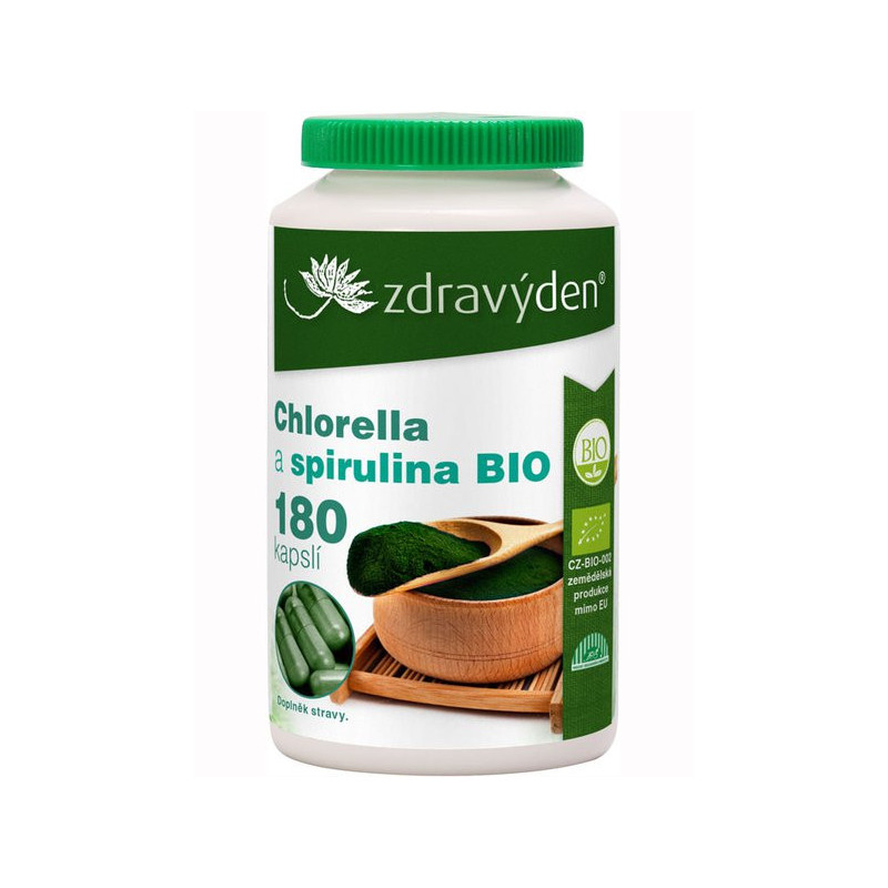 Chlorella a spirulina BIO 180 kapslí - CZ-BIO-003